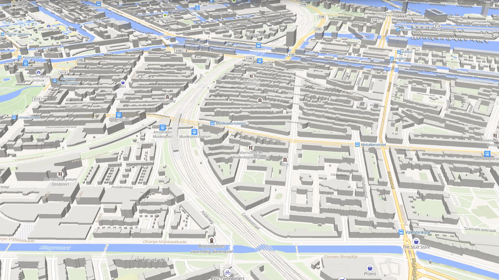 The blocks of Indische Buurt in 3D in Takt