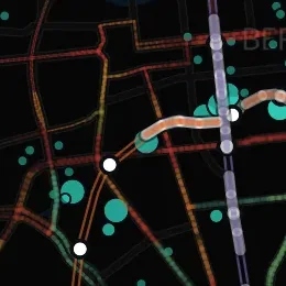 Streets coloured by the model’s car trips